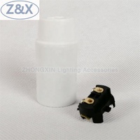 Douille de lampe à visser en plastique lisse de style européen standard M10, filetage VDE E14, avec bouchon d'extrémité, certifiée ENEC T180, AC 220V