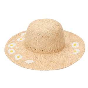 Chapeau de paille en raphia à <span class=keywords><strong>large</strong></span> bord rond et plat, style japonais, motif de petites marguerites, ajouré à carreaux, pour femme, idéal pour la plage, la campagne et la ferme, protection solaire estivale - Product Image 5