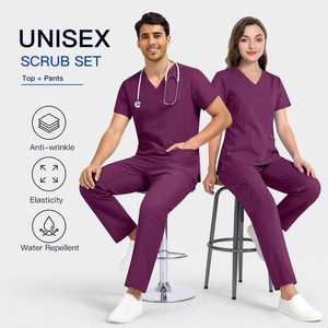 Conjunto de Uniformes Médicos Unisex de Alta Calidad, Cuello en V Cruzado, Tela Elástica, Múltiples Bolsillos, para Personal de Hospital y Clínica - Product Image 2