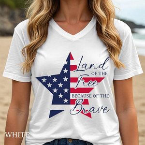 T-shirt Patriotic Star Flag Land of the Free Because Of the Brave, maglietta del 4 luglio - Product Image 1