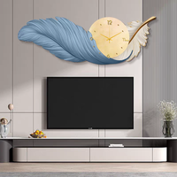 Nouvelle Horloge Murale Silencieuse Analogique à Plumes 2026 pour Salon, Décoration Murale Lumineuse Haut de Gamme pour la Maison