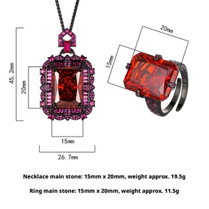 Factory Wholesale Eco-friendly Gold Copper <b>Cushion</b> Cut 15*20MM Zirconia Pendant Earrings Jewelry Set High Quality Wedding Party - Product Image 2