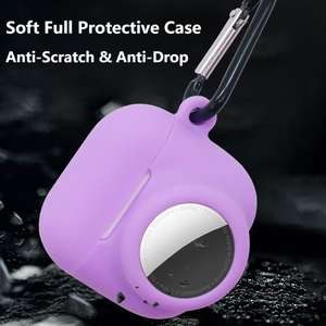 Étui en silicone anti-perte <span class=keywords><strong>2</strong></span>-en-1 pour <span class=keywords><strong>AirPods</strong></span> 4 (2024) et AirTag Étui de protection complet souple pour casque sans fil Blue tooth - Product Image 4