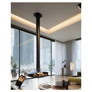 Cheminée à éthanol murale suspendue et poêle flottante d'intérieur en acier au carbone, design contemporain, chauffage pour villas ou hôtels - Product Image 1
