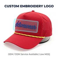 Gorra de Béisbol Deportiva Impermeable Personalizada de 5 Paneles con Perforaciones Láser y Logotipo Bordado en 3D para Venta al Por Mayor