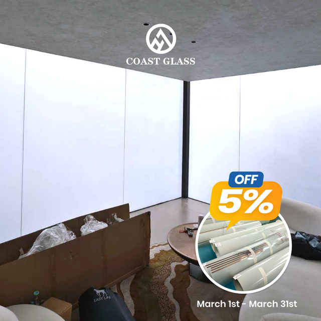 Coast Glass PDLC Smart Film Intelligent Glass Remote Control Tint Self Adhesive Switchable Smart Window PDLC Film in Roll Sheet