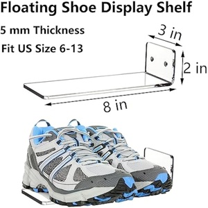 6 Pack Acrylic Collectible Floating Wall Mounted <b>Shoe</b> Rack Clear Sneaker <b>Display</b> <b>Levitating</b> JIC Brand America Origin - Product Image 5