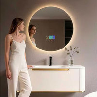 Miroir intelligent de salle de bain 5 pouces avec LED, anti-buée, détection automatique, lumière étanche, Bluetooth, WiFi, affichage météo intelligent, miroir mural