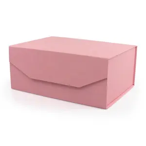 Yiwu กล่องกระดาษแข็งสำหรับผู้หญิง,กล่องบรรจุภัณฑ์เสื้อผ้าสีชมพูพับได้ทรงหนังสือพับได้ทรงหยดน้ำแม่เหล็กสำหรับขายปลีกสินค้าออนไลน์