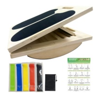 Tabla Inclinada de Madera Ajustable con Bandas de Resistencia para Fisioterapia, Rehabilitación y Estiramiento de Pantorrillas
