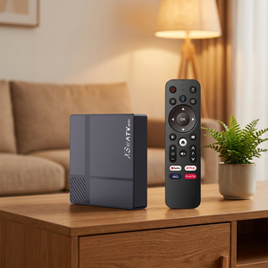 En stock : Boîtier décodeur portable XS97, lecture 4K UHD, Wi-Fi double bande, BT5.2, Android TV Box, personnalisable OEM pour usage domestique et hôtelier - Product Image 1