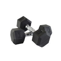 Dumbbell Heksagonal 2.5kg 5kg 10kg 20kg Berlapis Urethane Hitam Besi Cor untuk Latihan Kekuatan