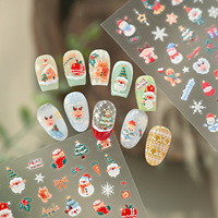Autocollants pour ongles de Noël 5D mignons et amusants TSZS, motifs en relief de bonbons de Noël, ours, Père Noël, autocollants adhésifs pour ongles, manucure DIY