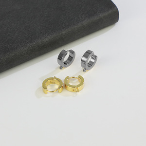4mm Wide Band Stainless Steel Huggie <strong>Hoop</strong> Earrings Gold <strong>Silver</strong> Small <strong>Chunky</strong> <strong>Hoops</strong> for Women Men - Product Image 2