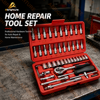 Jeu de clés à douilles à cliquet CR-V de 46 pièces, 1/4 pouce, métrique, kit d'outils mécaniques pour la réparation automobile, moto et vélo