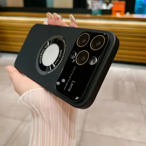 Custodia in vetro di lusso con obiettivo con grande vista per fotocamera custodia opaca con Cover magnetica per <span class=keywords><strong>iPhone</strong></span> 14 15 16 17 Pro Max - Product Image 6