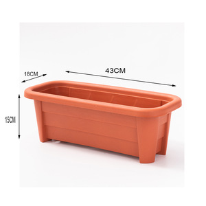 Balcony <strong>Garden</strong> Window Box Planter <strong>Troughs</strong> Brown Big Plastic Rectangular Pots <strong>for</strong> <strong>Plants</strong> - Product Image 2