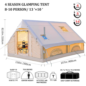 Tienda de campaña inflable rápida de fácil instalación, tiendas de campaña para acampar al aire libre para 3-4 personas, rainfly y portátil a prueba de viento - Product Image 2