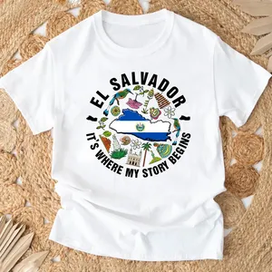 萨尔瓦多永远是我的家，甜蜜的家，我t恤，男式短袖棉t恤，下货运动上衣热卖