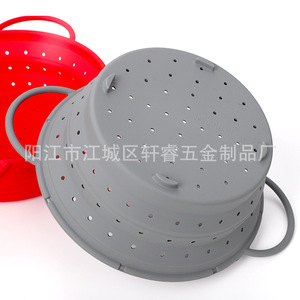 Cesta de drenaje plegable redonda de silicona para cocina, cesta de drenaje doméstica para verduras y frutas, productos transfronterizos en stock. - Product Image 5