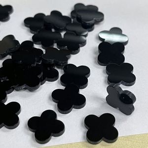 Trébol de cuatro hojas de ónix negro de 13*13*2mm para joyería DIY - Product Image 5