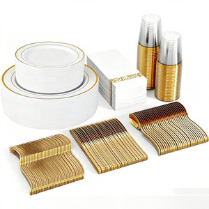 Ensemble de <span class=keywords><strong>vaisselle</strong></span> en <span class=keywords><strong>plastique</strong></span> de luxe pour mariage et fêtes, 350 pièces, ensembles de <span class=keywords><strong>vaisselle</strong></span> pour Noël et Halloween, ensemble de <span class=keywords><strong>vaisselle</strong></span> en <span class=keywords><strong>plastique</strong></span> personnalisé - Product Image 1