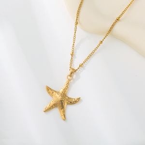 Collana Impermeabile in Acciaio Inossidabile PVD con Ciondolo <span class=keywords><strong>a</strong></span> Forma di Pesce, Conchiglia e Stella Marina con Catena di Perline per Gioielli da Festa - Product Image 6