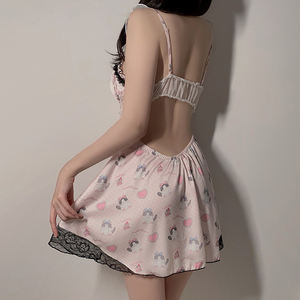 Sous-vêtements en satin lisse Passion Hot Hollow Strap <span class=keywords><strong>Sexy</strong></span> avec soutien-gorge Pad plus taille dessin animé Lori Chemise de nuit Vêtements de maison pour femmes 4908 - Product Image 2