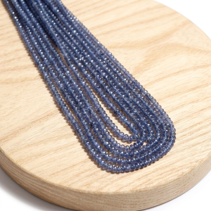 Blue Sapphire Rondelle Beads 3-4mm Natural Gemstone Loose <b>Crystal</b> Stringing Jewelry Making Handmade - Product Image 5