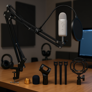 Support de microphone à bras articulé réglable avec filtre anti-pop, fixation 3/8 5/8 pour équipement d'enregistrement en studio - Product Image 2