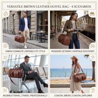 Sac de voyage vintage en cuir personnalisé pour homme, grand sac de week-end avec poches avant zippées, organisateur léger