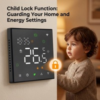 Thermostat d'ambiance numérique intelligent WiFi 230V programmable avec écran tactile LED couleur pour chauffage par le sol, maison intelligente, hôtel, cuisine