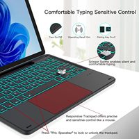 Surface Pro 12 için Yüksek Kaliteli Renkli Arkadan Aydınlatmalı Tablet Kablosuz Klavye, Dokunmatik Yüzey ve Kalem Yuvası ile