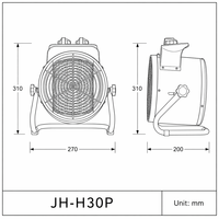Élément Chauffant Ventilateur Convecteur PTC 220-240V 3000W Portable pour Ventilation Intérieure Hiver Salle de Bain/Salon Chauffage Rapide Métal Bureau UK
