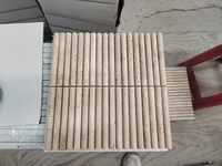 Carrelage mural de salle de bain en travertin beige sur mesure, mosaïque de pierre naturelle, carrelage cannelé de qualité supérieure pour la décoration