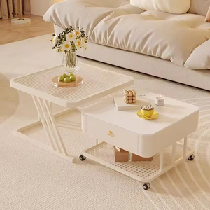 <span class=keywords><strong>Table</strong></span> <span class=keywords><strong>basse</strong></span> carrée en verre trempé, couleur crème, durable, moderne, portable, pour petit appartement, salon, maison, luxe léger, haut de gamme - Product Image 5