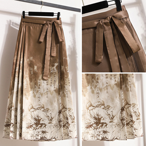 Jupe plissée à taille haute, style rétro chinois, teinte à l'encre, polyvalente, nouvelle collection printemps 2024, <span class=keywords><strong>2203</strong></span> # - Product Image 5