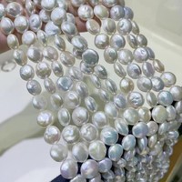 La perle d'eau douce naturelle de haute qualité se dresse en forme de pièce ronde brin perles en vrac pour la fabrication de colliers pour femmes bricolage