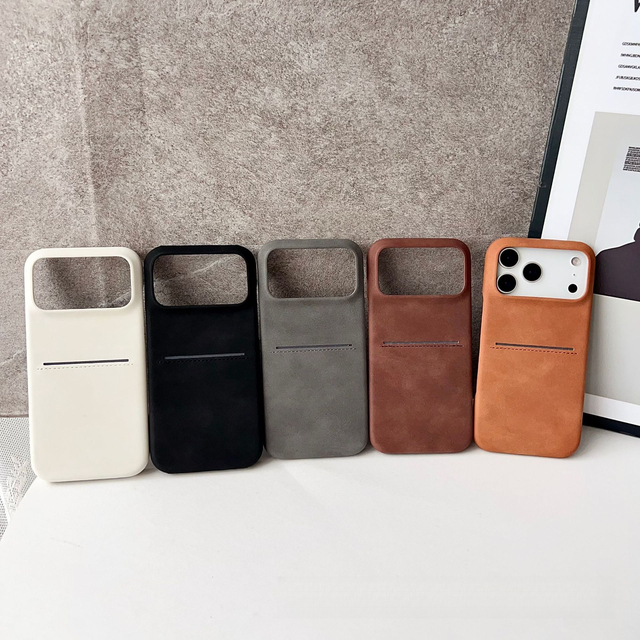 Skin Feel Lamb PU Leather Phone Cover for iPhone 17 Pro Max Simple Business Phone Case for IPhone 16 Pro 15 14 13 With Card Slot