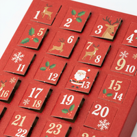 Calendrier de l'Avent Classique Rouge 24 Jours, Boîte en Carton Perforé pour Emballage Cadeau de Bonbons, Bijoux, Vente au Détail de Fêtes