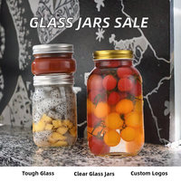 Bocaux en verre transparent en gros avec couvercle métallique pour cornichons, fruits, miel et sauces