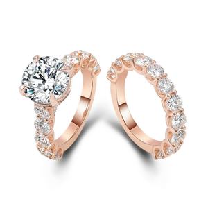 Or rose 18K 14K 10K, design à 4 griffes. Bagues en diamants de moissanite certifiés, nouveau design, cadeau tendance pour femmes, ensemble de bagues - Product Image 1