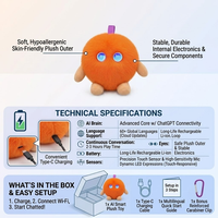 Juguete de Peluche Interactivo Inteligente con IA ChatGPT, Color Naranja Vibrante, para Contar Historias para Dormir, con Más de 60 Idiomas, Peluche Personalizable con USB-C, Cuteyeah