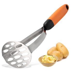 Triturador de patatas de acero inoxidable 430 con mango naranja para triturar patatas, utensilio de cocina - Product Image 1
