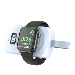 Hot 2500mah mobile watch 2in1 Wireless magnetic charging bank Mini outdoor digital display convenient charging bank