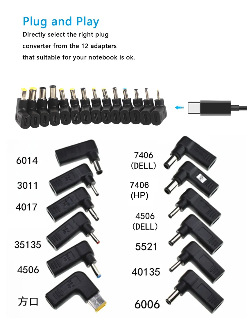 यूएसबी 3.1 सी-प्रकार तेजी से चार्ज करने के लिए पीडी कनवर्टर प्रकार सी महिला कनेक्टर डीसी 6.0x1.4mm 19V एडाप्टर पीडी एम्यूलेटर ट्रिगर 90 डिग्री