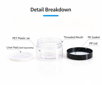 Mini pots cosmétiques vides en plastique transparent, capacité de 20 ml à 300 ml, avec couvercles à vis noirs pour crème pour le visage, crème pour les yeux