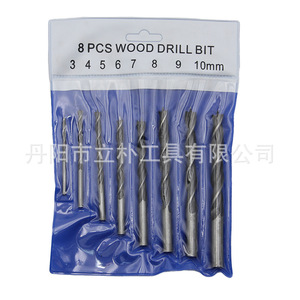 Li Pu 8 Pcs Wood <b>Drill</b> <b>Bit</b> Set 3-10mm Carbon Steel Bright Finish Round Shank For Woodworking - Product Image 1
