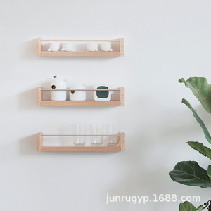 ชั้นวางของติดผนังไม้ทรงสี่เหลี่ยม สีไม้ธรรมชาติ ทนทาน เหมาะสำหรับห้องน้ำ - Product Image 3
