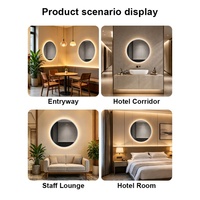 Espejo LED Redondo con Control Táctil, Espejo Plateado sin Cobre con 91.5% de Transmitancia para Decoración de Salón